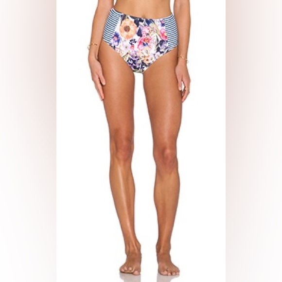 Athleta Other - Athleta Floral Stripe High Waist Swim Bottoms